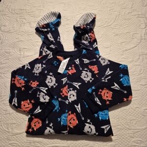 Joe Boxer boys size 4T blue fleece 1 piece footie, full zipper, gripper feet EUC